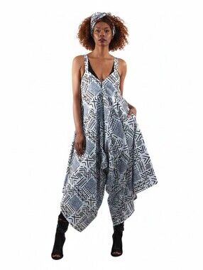 Ankara Cotton wax print harlem wide leg jumpsuit